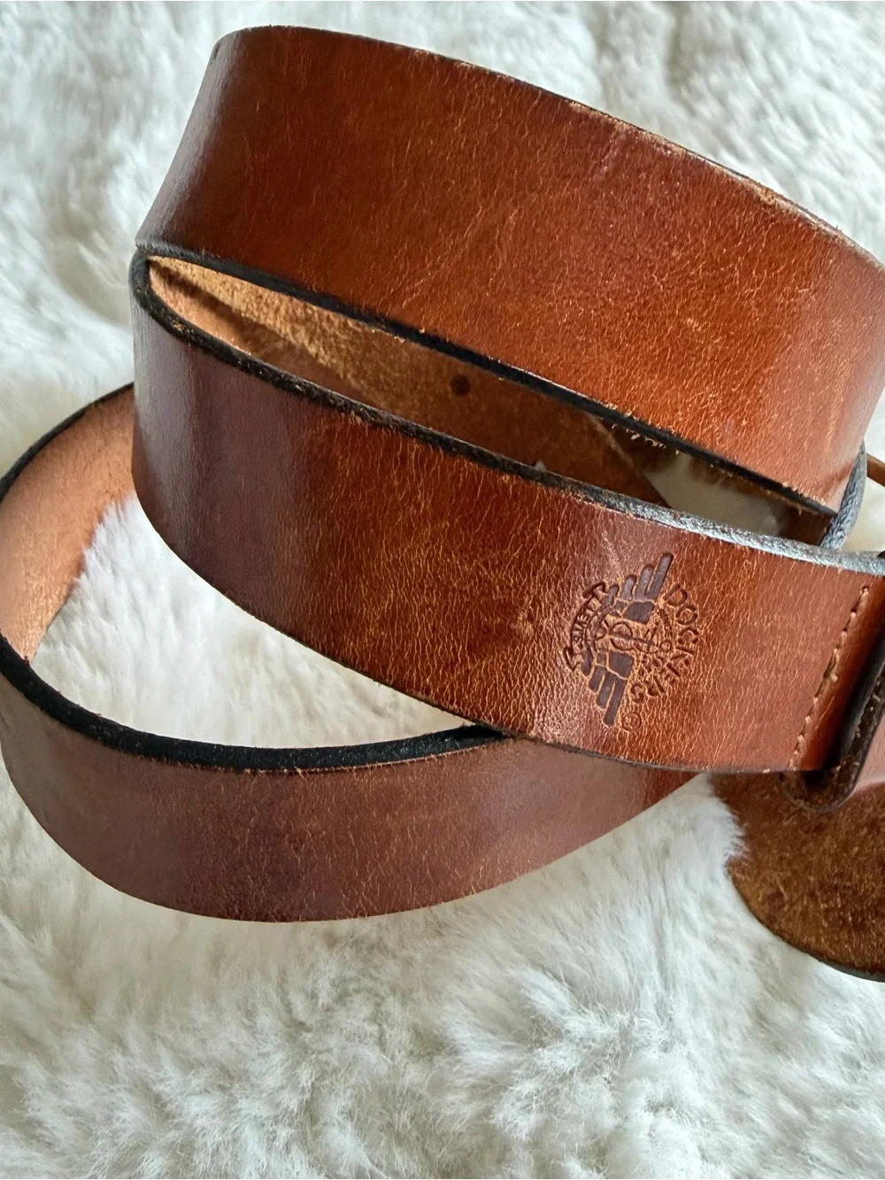 Vintage 1980’s Dockers Women’s Brown Leather Belt Solid Brass Buckle 1”